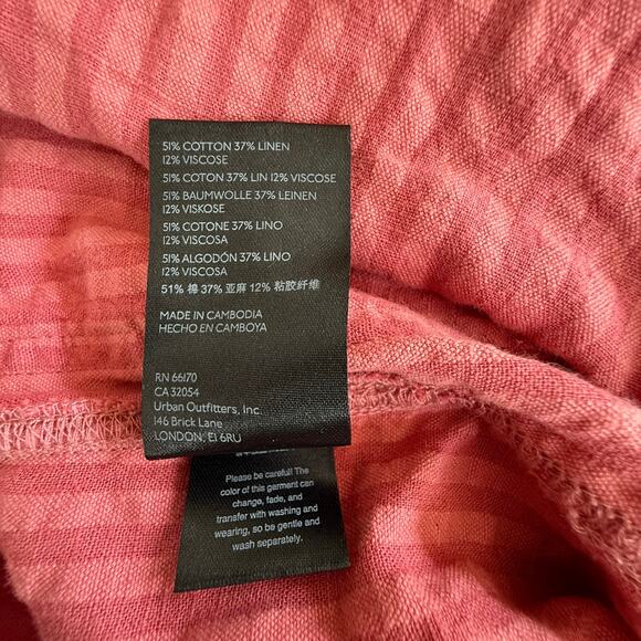 BDG Urban Outfitters Sadie Linen Blend Shortalls Overall Shorts Pink Sz Sml Boho - Picture 12 of 15